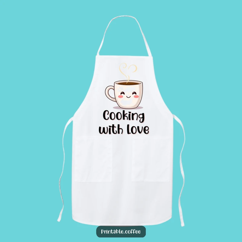 Funny Coffee Mug Heart Steam Apron - Whimsical & Loving Kitchen Gift