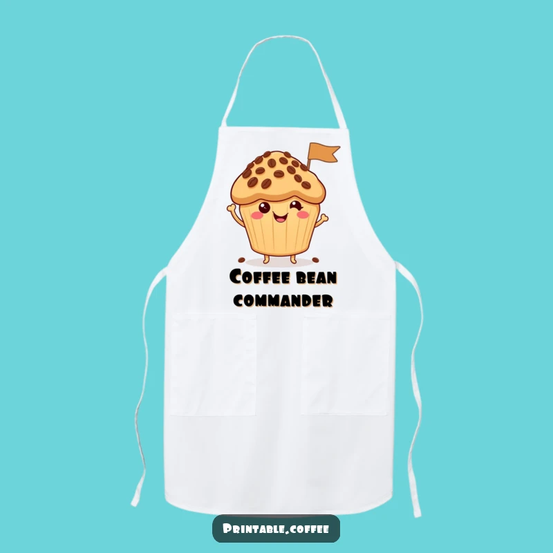 Funny Muffin Apron: Cook with a Happy Character Waving Coffee Bean Flag Gift