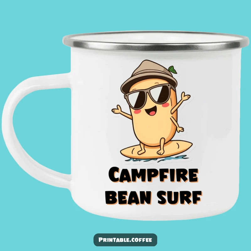 Funny Surfing Coffee Bean Enamel Camping Mug for Outdoor Cool