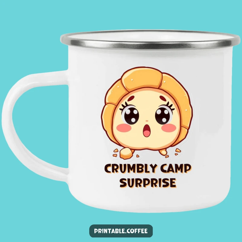 Funny Croissant Surprise Camping Mug: Durable Wide-Eyed Cup, Great Funny Gift