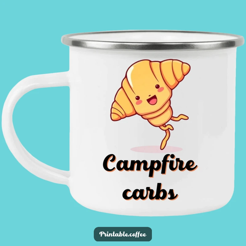 Funny Croissant Adventure Mug: Pastry Cartwheeling, Perfect Outdoor Funny Gift