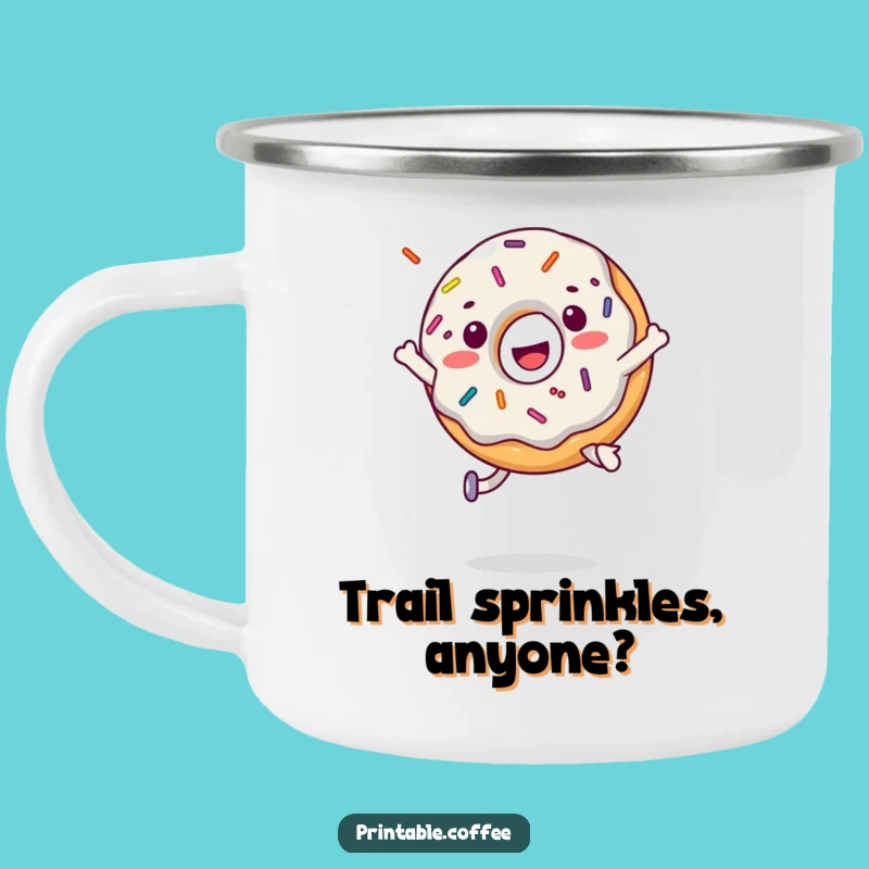 Funny Donut Jump Camping Mug: Durable Cheerful Sprinkled Cup, Great Funny Gift