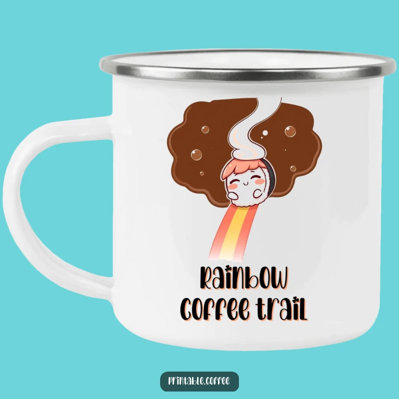 Funny Sushi Camping Mug: Rainbow Slide, Coffee Adventure, Perfect Funny Gift!