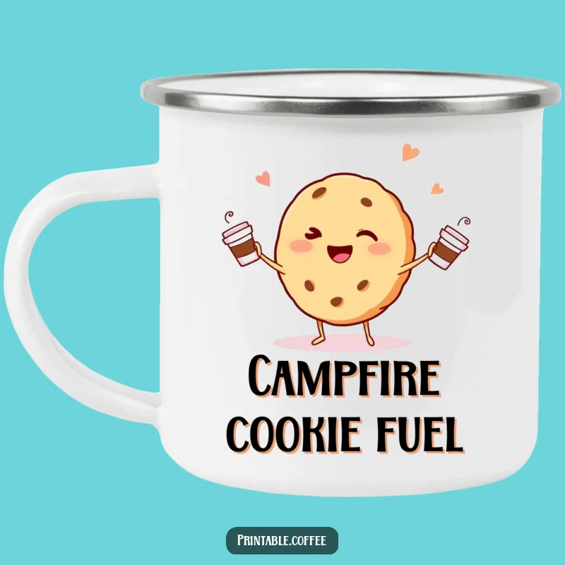 Funny Winking Cookie Camping Mug: Juggling Coffee on Adventures Gift
