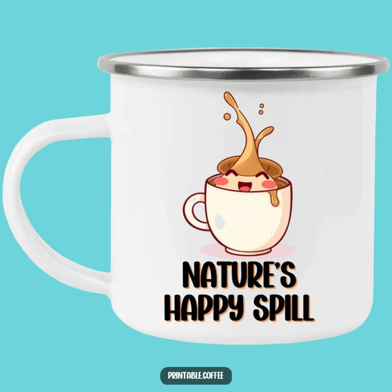 Funny Coffee Cup Spill Enamel Camping Mug for Outdoor Joy