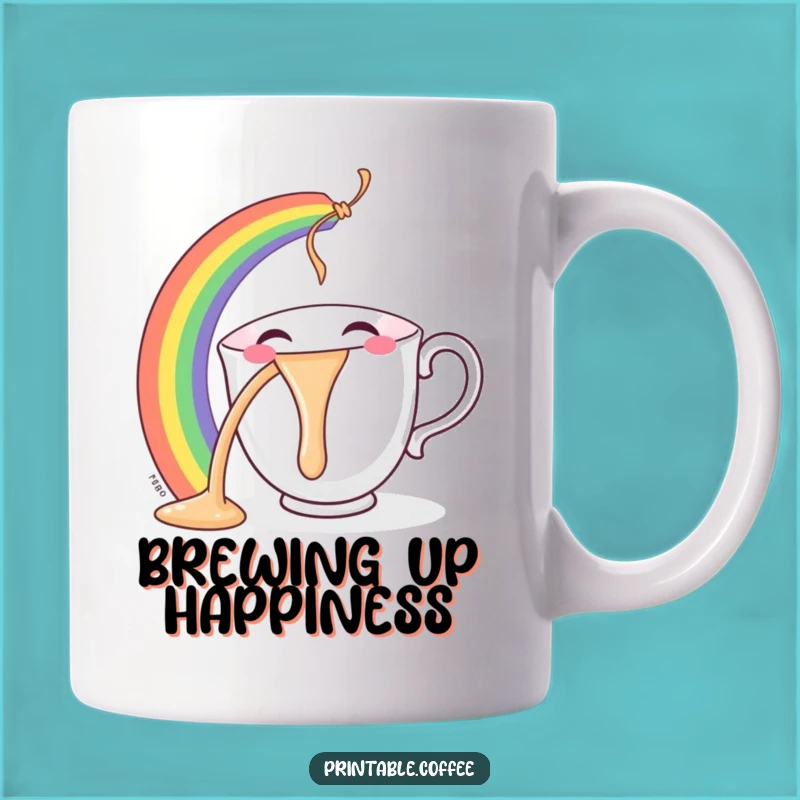 Funny Teacup Mug: Smiling Rainbow Pourer, Joyful and Colorful Gift for Tea Lovers
