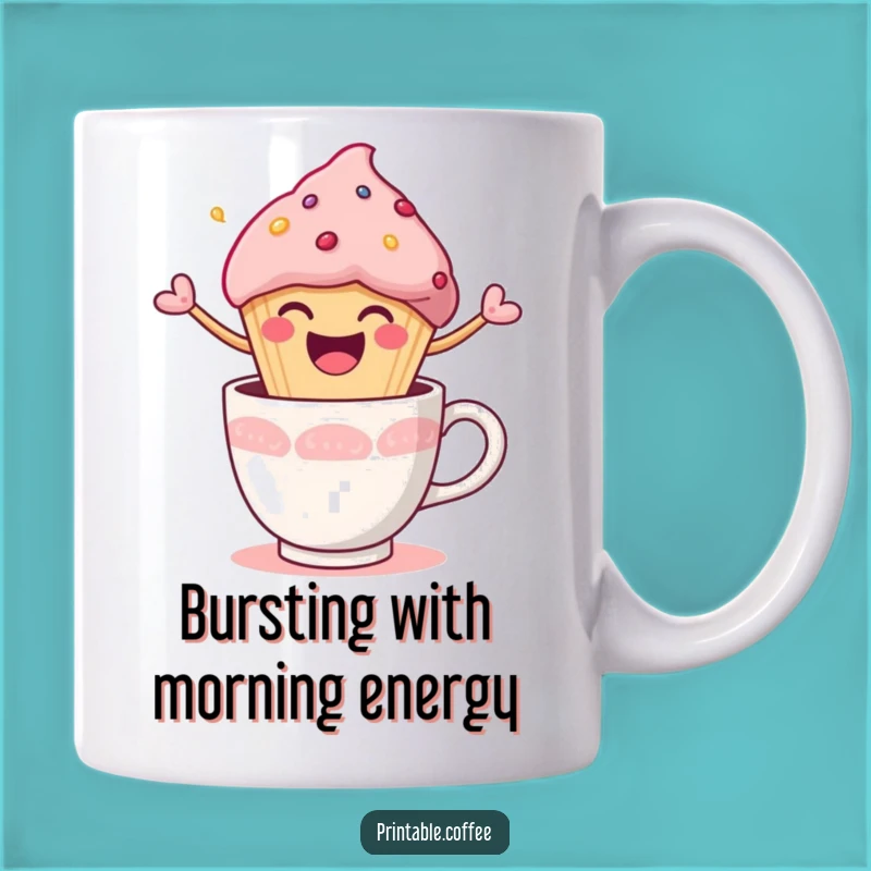 Funny Muffin Burst Mug: Joyful Breakfast Character for Coffee Lovers, Perfect Funny Gift