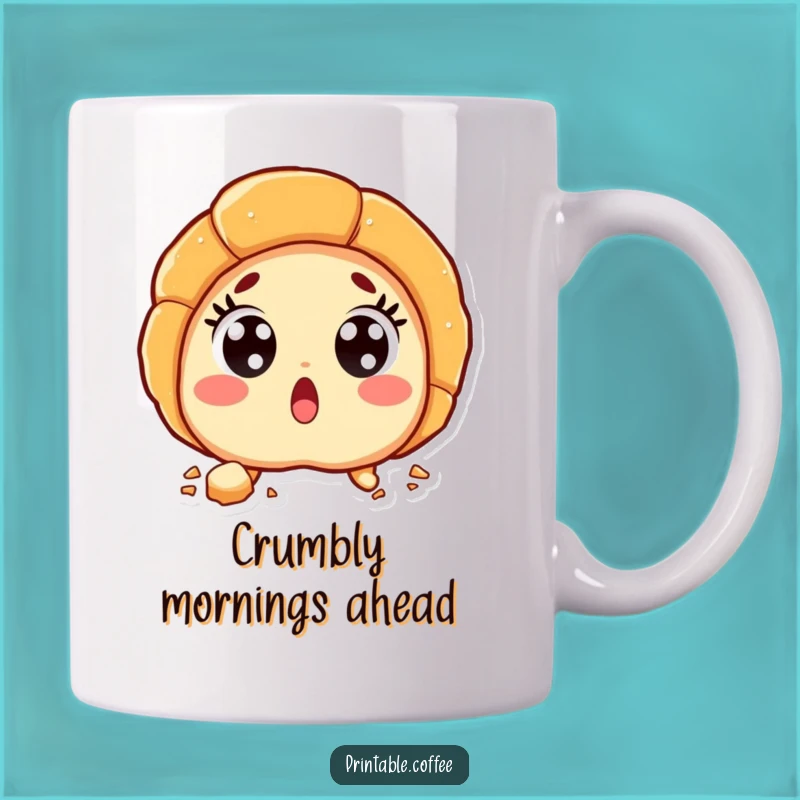 Funny Croissant Surprise Mug: Wide-Eyed Pastry Character, Perfect Funny Gift for Bakers
