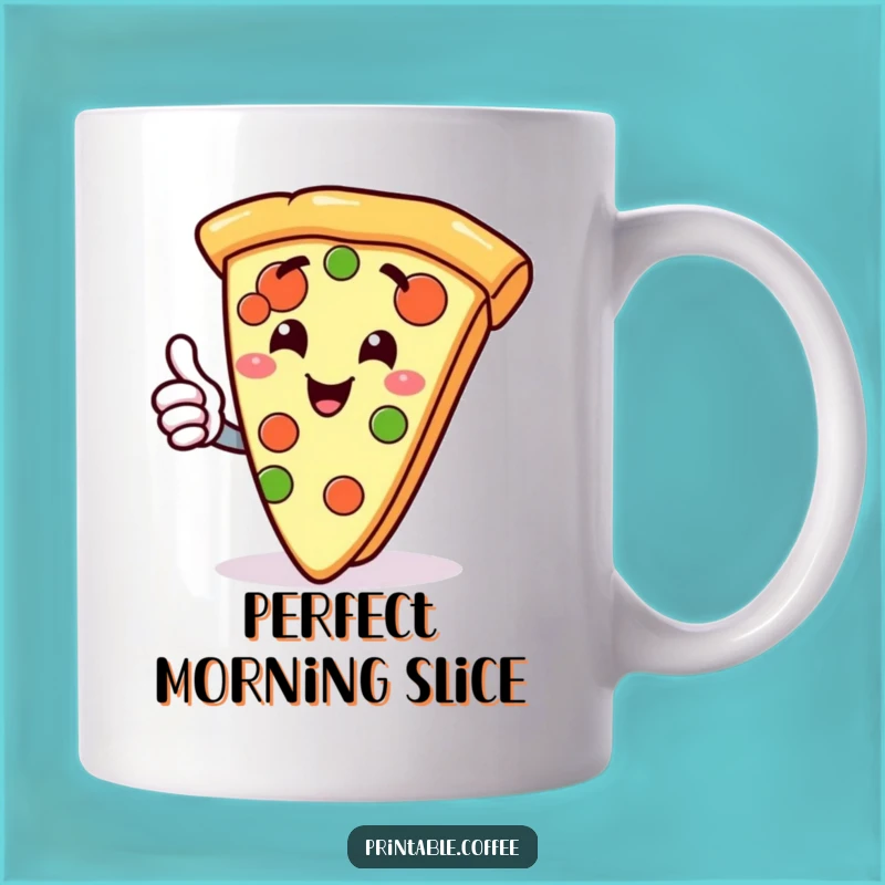 Funny Pizza Slice Thumbs Up Mug: Gleeful Foodie Gift, Perfect Coffee Cup