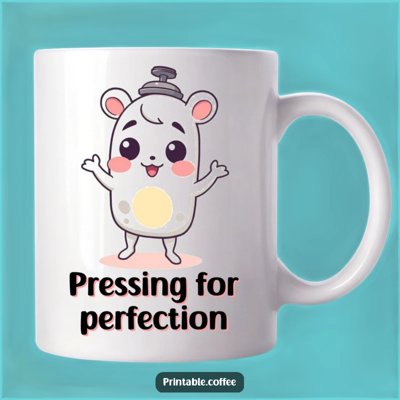 Funny French Press Mug: Shimmy Character, Coffee Lover's Joyful Gift