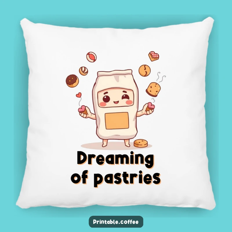Funny Coffee Bag Juggling Pastries Pillow for Cozy Comfort