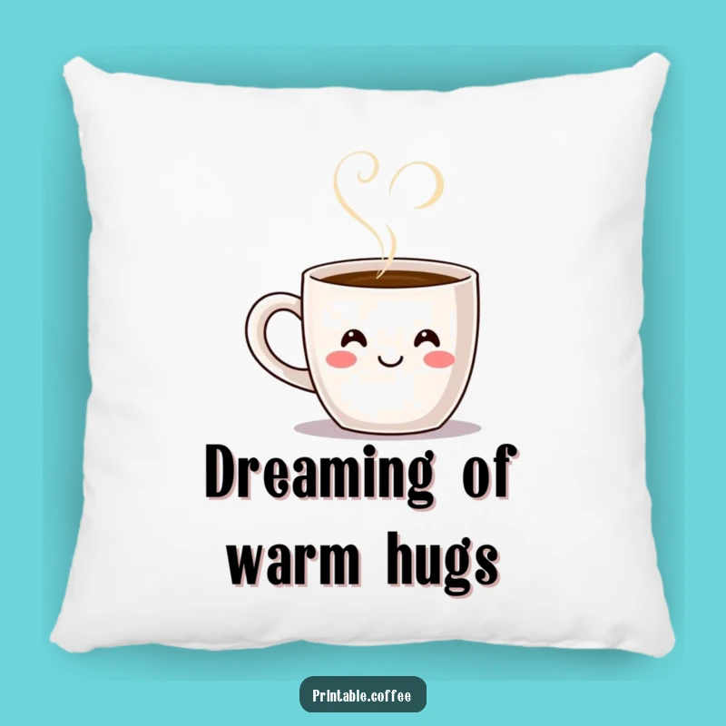 Funny Coffee Mug Heart Steam Pillow - Cozy & Whimsical Comfort Pillow
