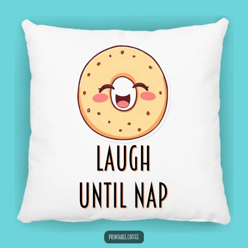 Funny Bagel Laugh Pillow: Cheerful Character Laughing Heartily - Comfy & Hilarious Accent Pillow Gift