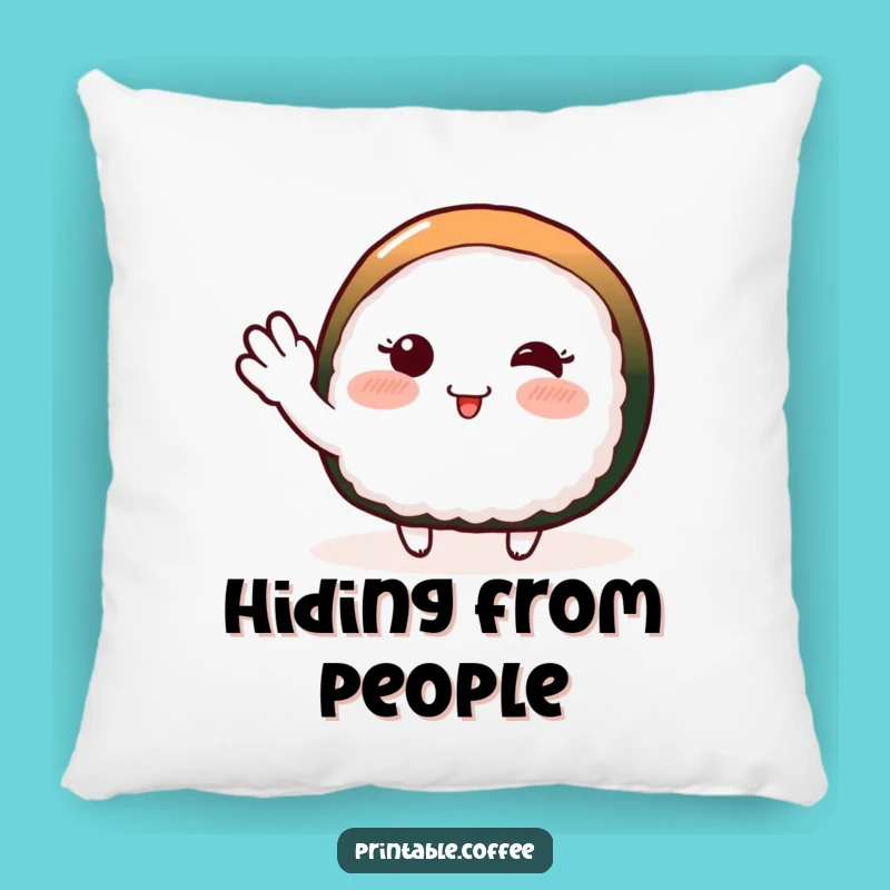Funny Sushi Wave Pillow: Soft Blushing Character Cushion, Cute Gift