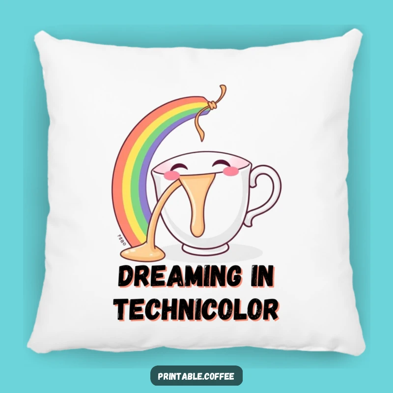 Funny Teacup Pillow: Smiling Rainbow Pourer, Cozy and Colorful Accent Gift