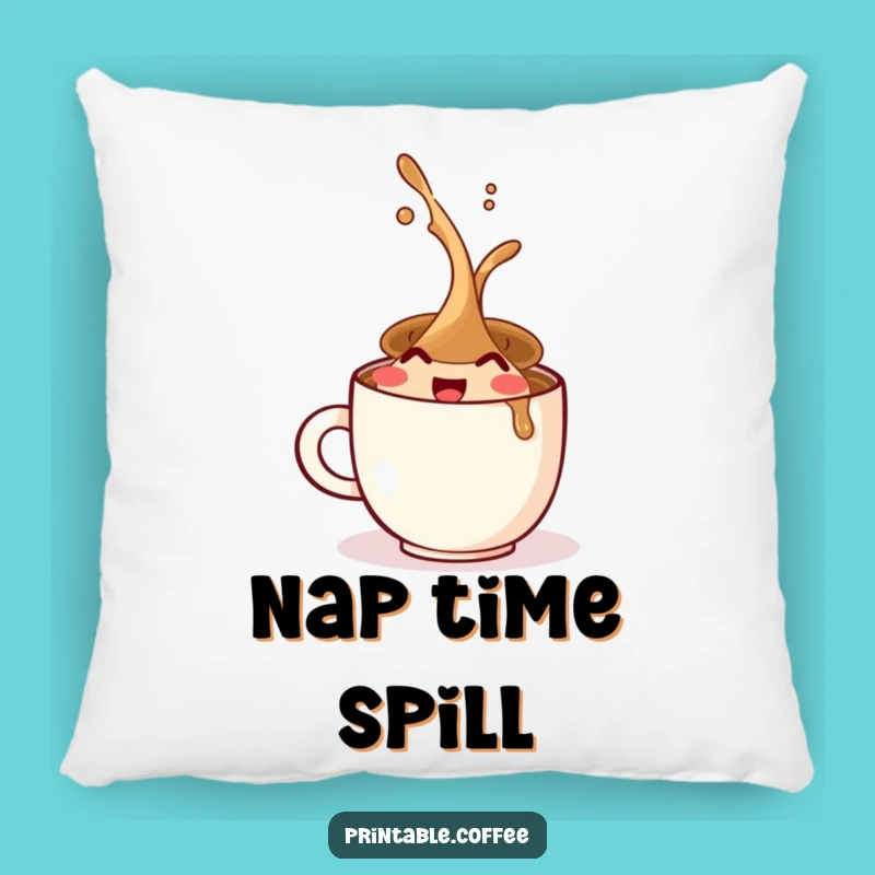 Funny Coffee Cup Spill Pillow: Cozy Comfort with Morning Merriment