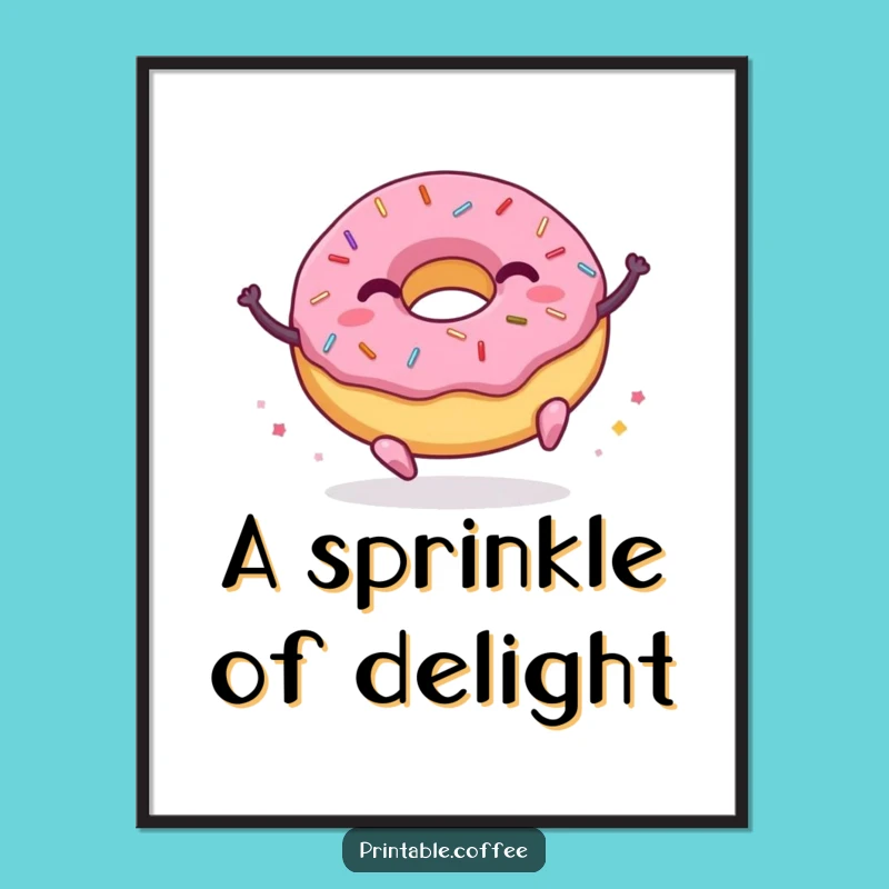 Funny Donut Digital Art: Bouncing Sprinkles Character, Joyful Instant Download Gift