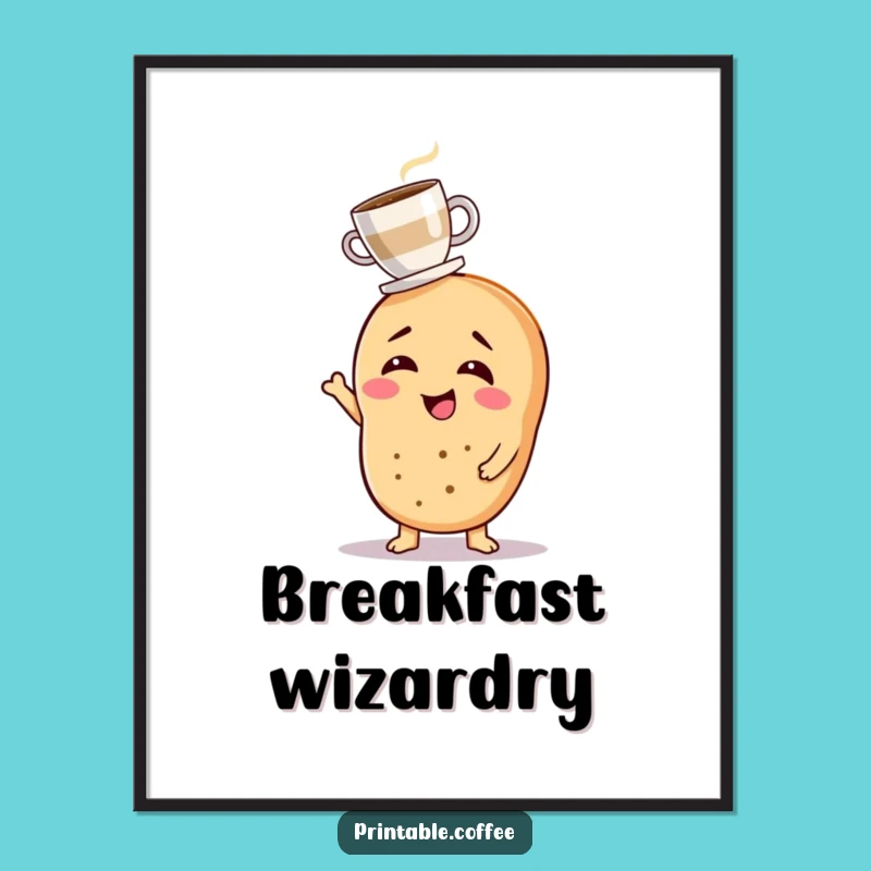 Funny Bagel Coffee Digital Art: Hilarious Morning Decor for Coffee Lovers