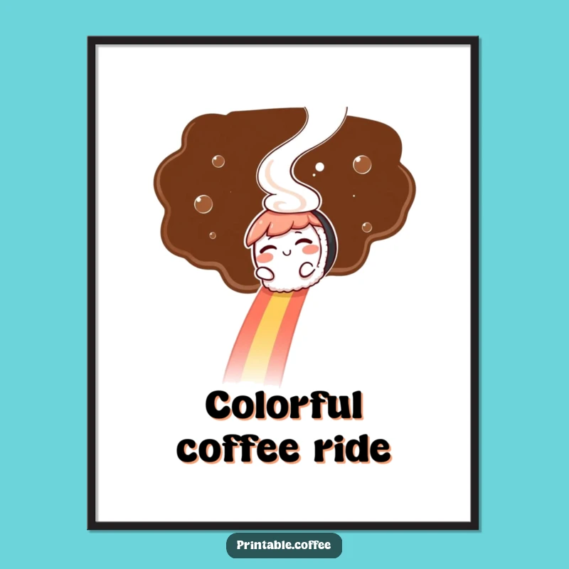 Funny Sushi Digital Art: Rainbow Slide, Witty Vibes, Instant Funny Gift!