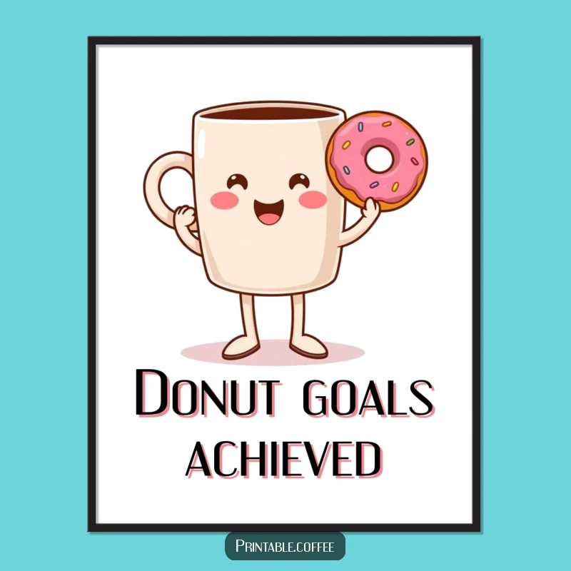 Funny Coffee Mug Legs Donut Digital Art - Hilarious Downloadable Breakfast Decor