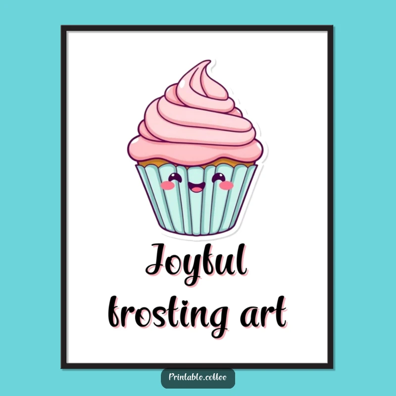 Funny Cupcake Wiggle Digital Art: Happy Frosting Print, Instant Funny Gift Download