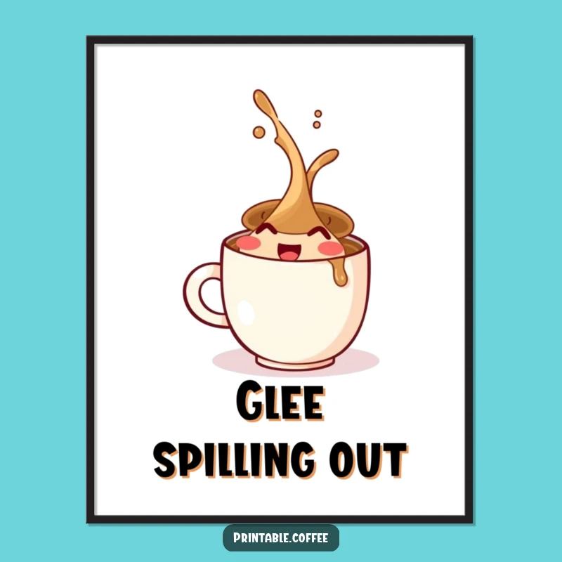 Funny Coffee Cup Spill Digital Art: Instant Joy Download for Walls