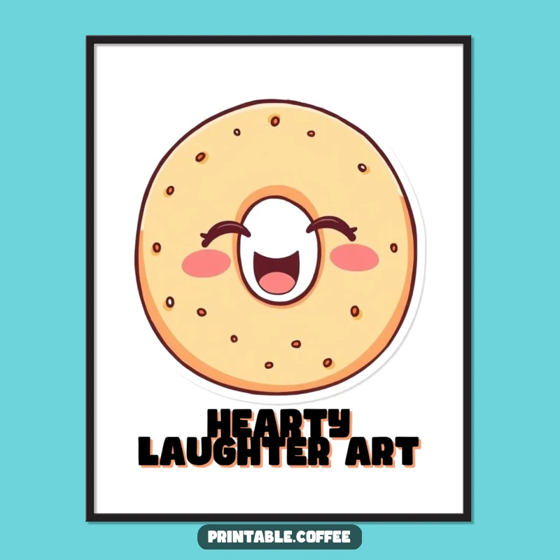 Funny Bagel Laugh Digital Art: Cheerful Character Laughing Heartily - Instant Joy & Hilarious Gift