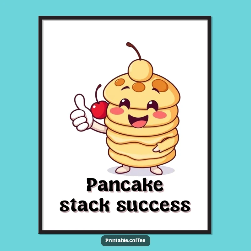 Funny Pancake Thumbs-Up Digital Art: Cheerful Stack Character - Instant Joy & Hilarious Gift