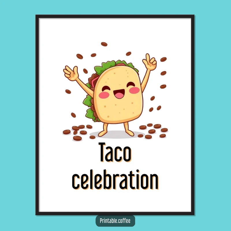 Funny Taco Digital Art: Victory Dance, Fiesta Vibes, Instant Funny Gift!