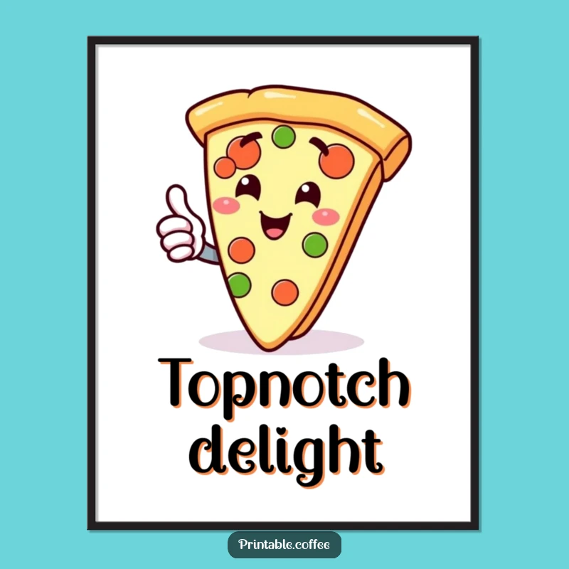 Funny Pizza Slice Thumbs Up Digital Art: Gleeful Foodie Printable Decor