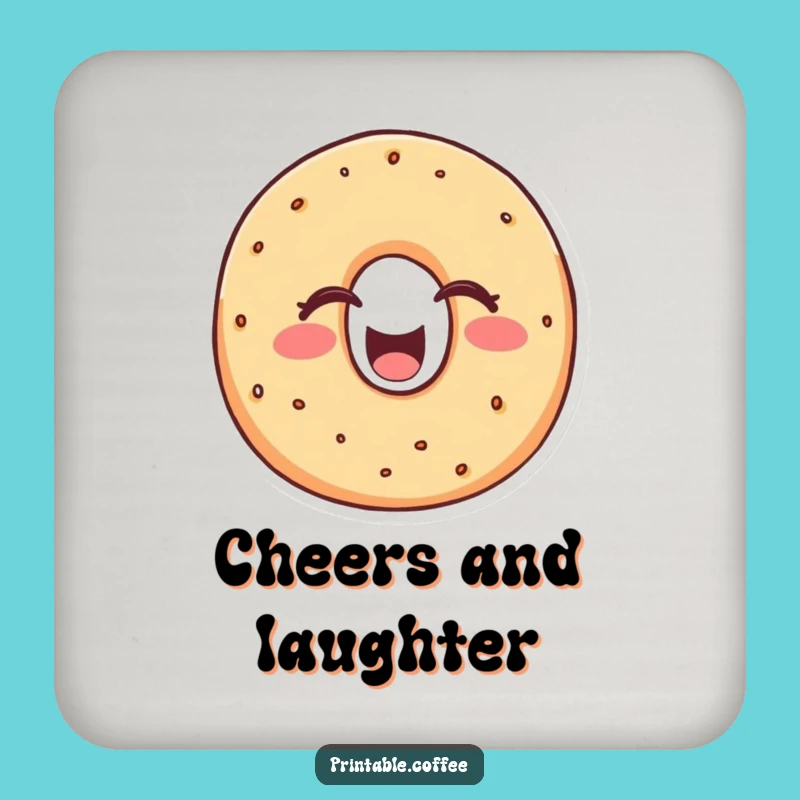 Funny Bagel Laugh Coaster: Cheerful Character Laughing Heartily - Protect Surfaces with Hilarious Flair Gift
