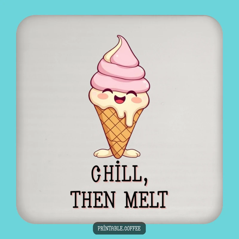 Funny Giggling Ice Cream Cone Coaster: Melting Mirth Drink Protector, Gift Set