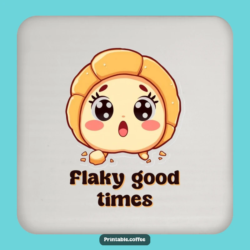 Funny Croissant Surprise Coaster: Wide-Eyed Protector, Unique Funny Gift