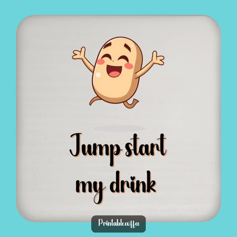 Funny Coffee Bean Jump Coaster: Giggling Character Joyful Mid-Air Leap - Protect Surfaces with Hilarious Flair Gift