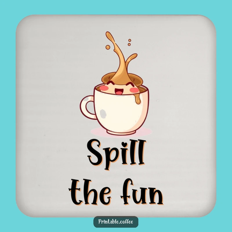 Funny Coffee Cup Spill Drink Coaster: Protect Surfaces with Humor