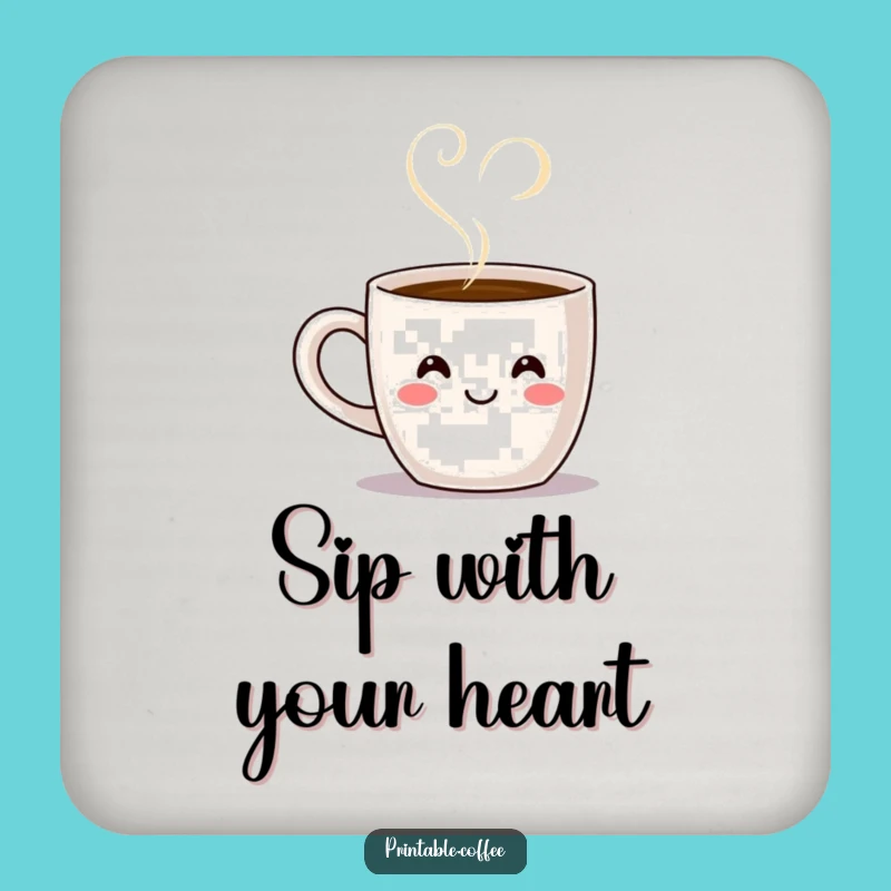 Funny Coffee Mug Heart Steam Coaster - Whimsical Surface Protection