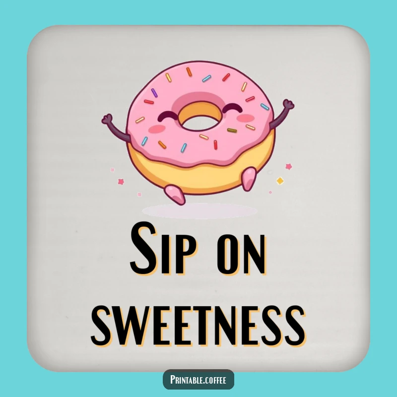 Funny Donut Coaster: Joyful Sprinkles Character Bounce, Protect Surface Gift