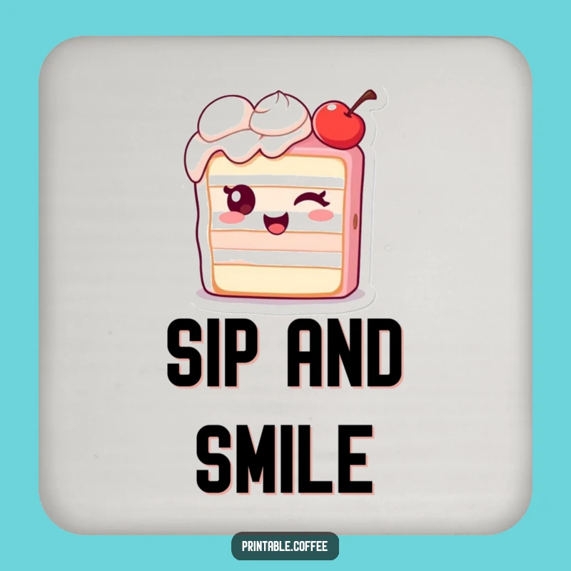 Funny Winking Cake Coaster: Extra Cherry Drink Protector, Cute Gift Set