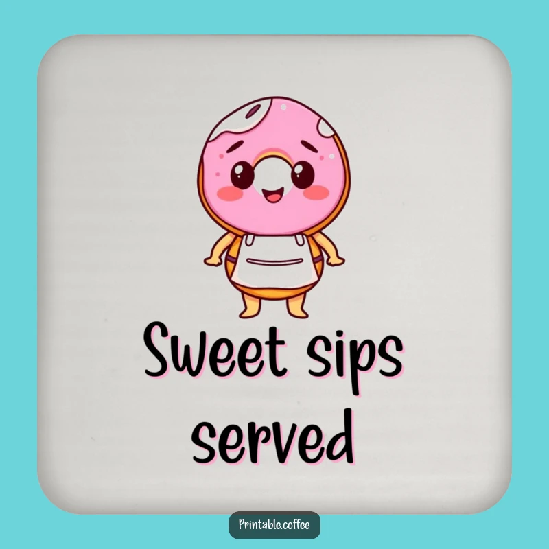 Funny Barista Donut Drink Coaster for Sweet Table Decor