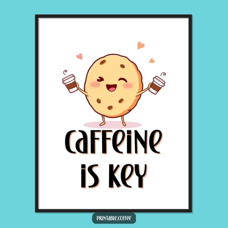 Funny Winking Cookie Poster: Juggling Coffee Art for Cheerful Walls Gift