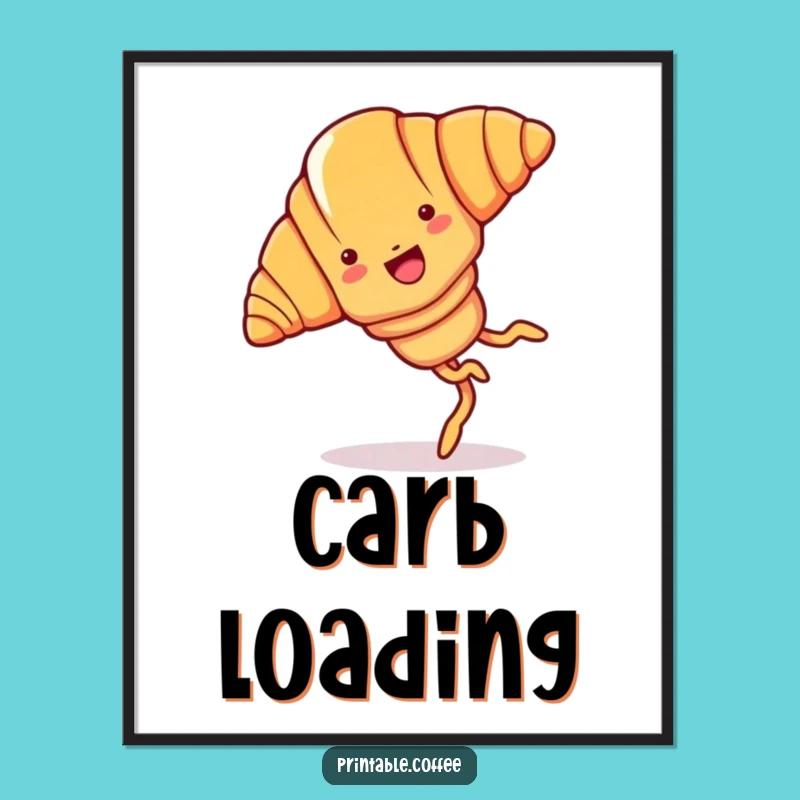 Funny Croissant Joy Poster: Pastry Cartwheeling, Hilarious Breakfast Art Gift