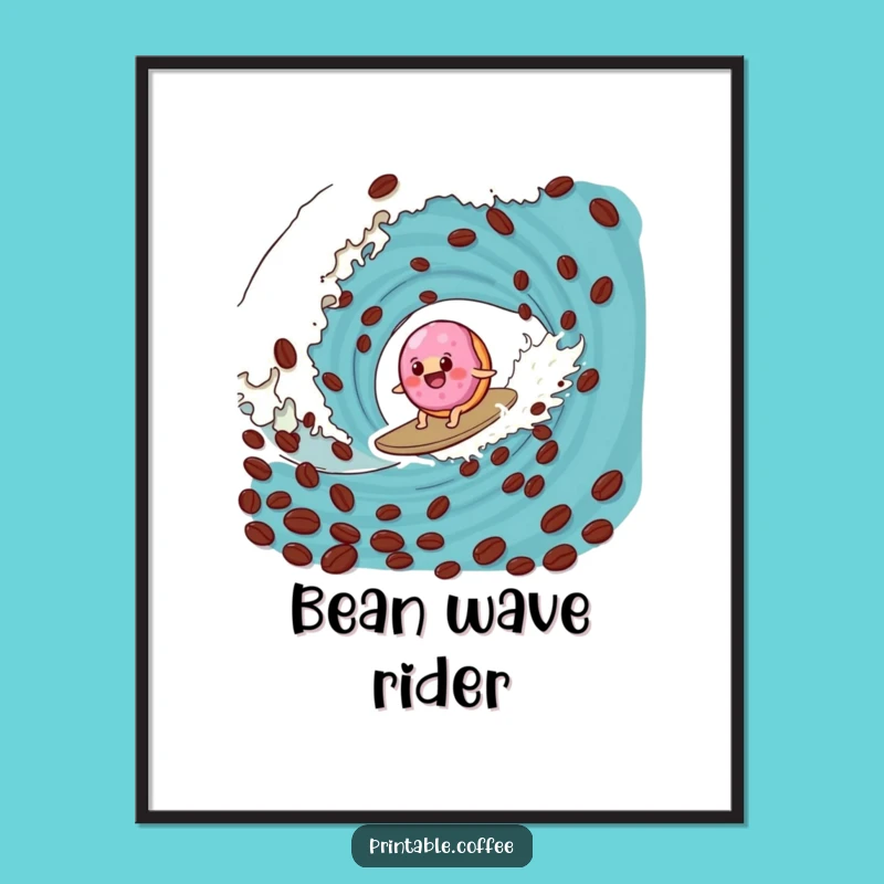 Funny Donut Coffee Wave Poster Hilarious Coffee Art Print For Kitchen Decor