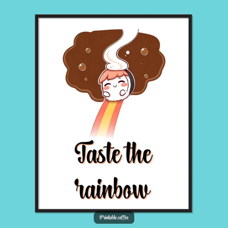 Funny Sushi Poster: Steam Rainbow, Witty Art, Hilarious Funny Gift!