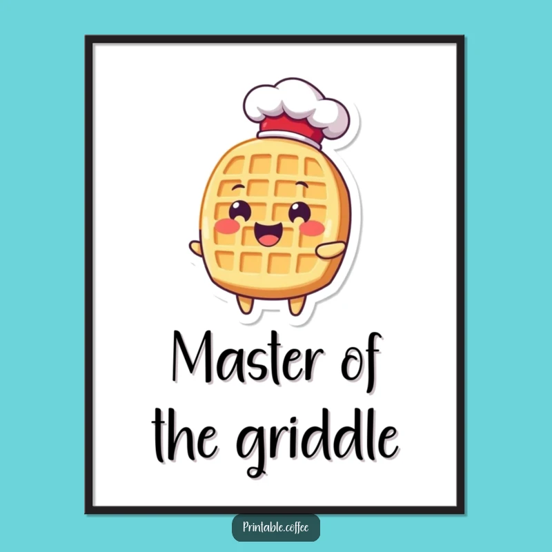 Funny Waffle Chef Hat Poster: Delightful Kitchen Art for Foodies