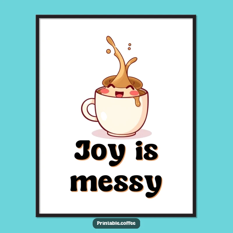Funny Coffee Cup Spill Art Print: Brighten Your Walls with Joy