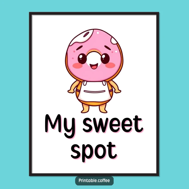 Funny Barista Donut Art Print for Sweet Kitchen Decor