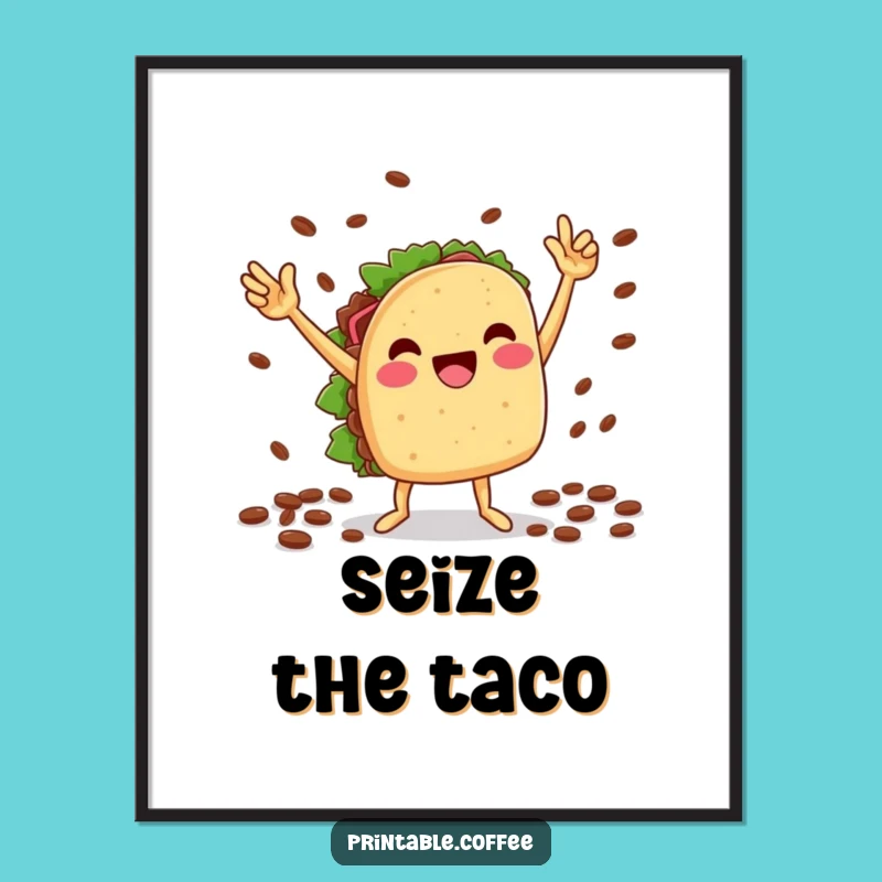 Funny Taco Dance Poster: Victory Beans, Fiesta Decor, Hilarious Funny Gift!