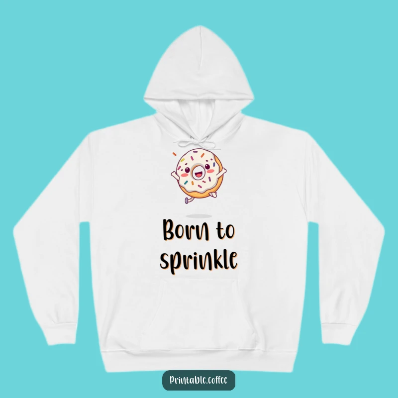 Funny Donut Jump Hoodie: Cozy Cheerful Sprinkled Character, Warm Funny Gift