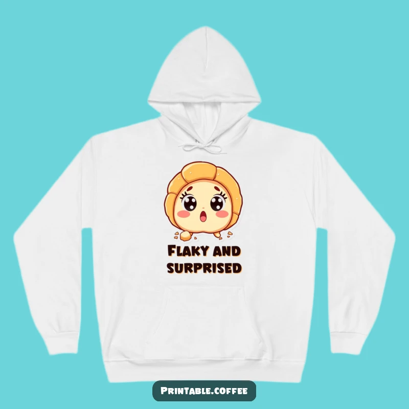 Funny Croissant Surprise Hoodie: Cozy Wide-Eyed Character, Warm Funny Gift