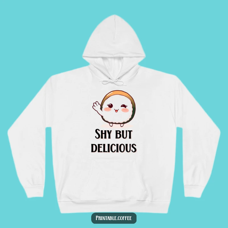 Funny Sushi Wave Hoodie: Cozy Blushing Character Sweatshirt, Great Gift